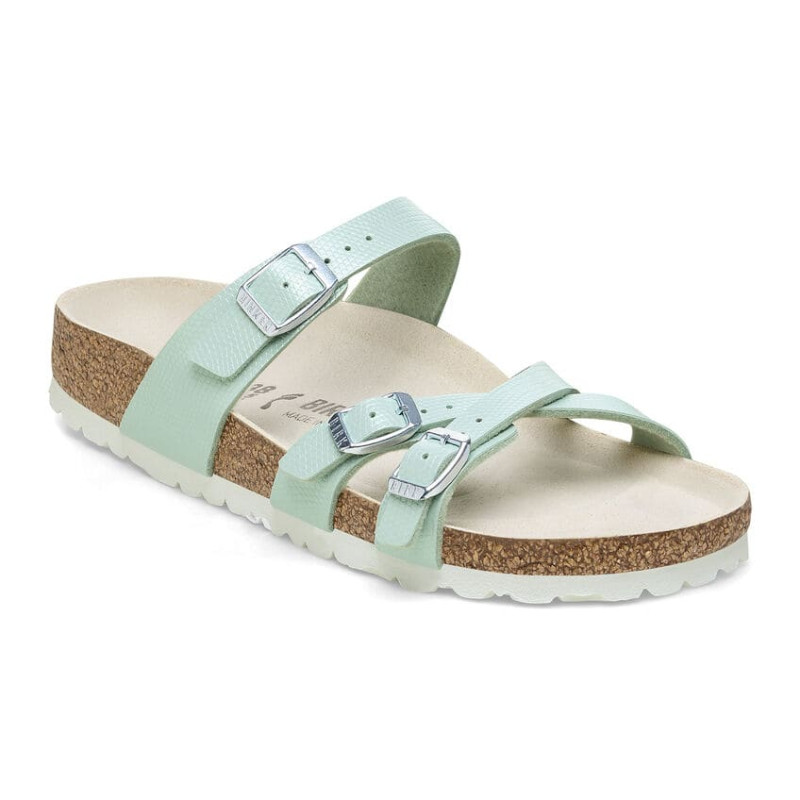 Mule Femme Birkenstock Franca Bf Shiny Lizard Surf Green