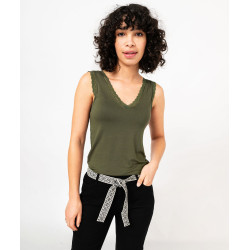 TEE-SHIRT VERT KAKI Viscose