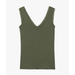 TEE-SHIRT VERT KAKI Viscose TEE-SHIRT VERT KAKI Viscose