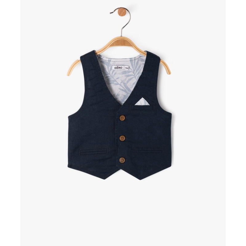 GILET BLEU Lin Coton