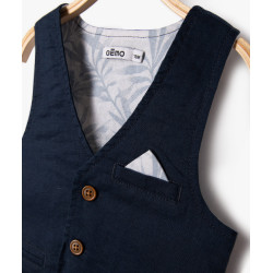 GILET BLEU Lin Coton