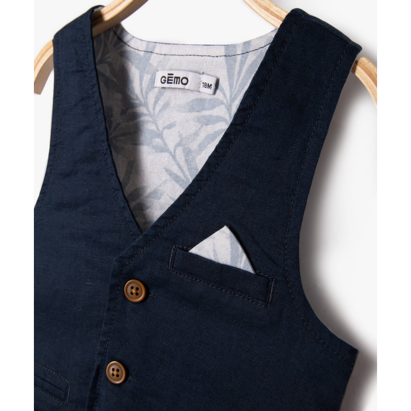 GILET BLEU Lin Coton