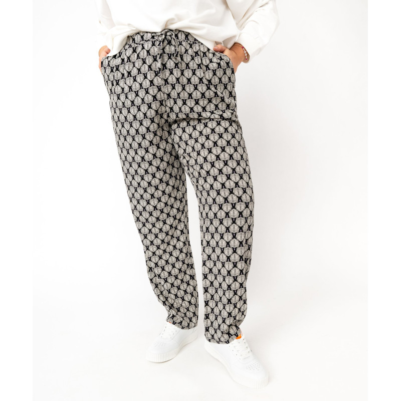 PANTALON AOP NOIR/BLANC Viscose