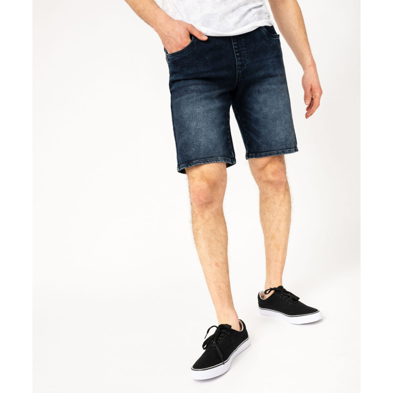 Bermuda en jean stretch ample à taille élastique homme