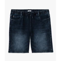 Bermuda en jean stretch ample à taille élastique homme