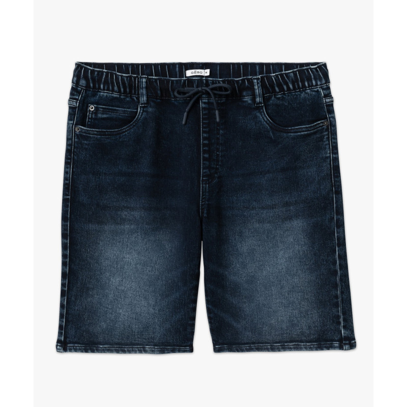 Bermuda en jean stretch ample à taille élastique homme