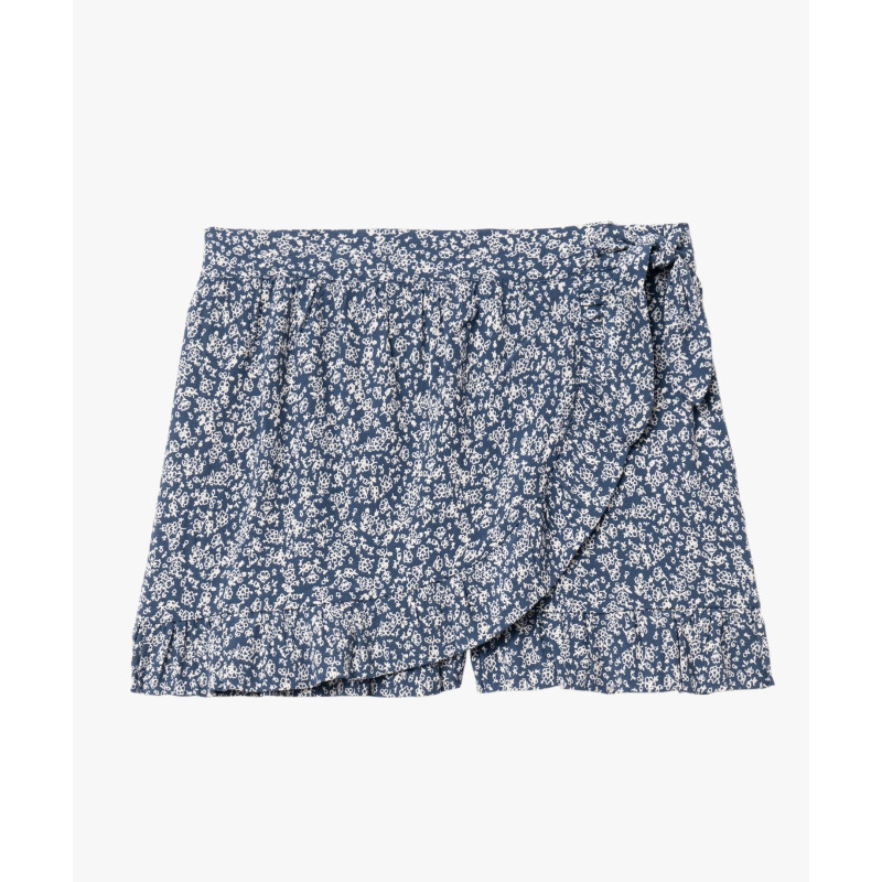 Jupe short à motifs fleuris avec volants femme