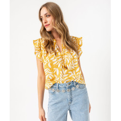 Blouse sans manches avec volants aux emmanchures femme