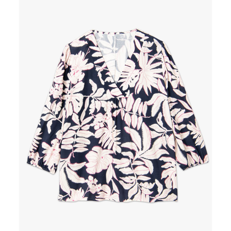 Blouse manches longues en viscose fleurie femme grande taille Blouse manches longues en viscose fleurie femme grande taille