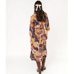 Robe longue à motifs fleuris avec col V femme