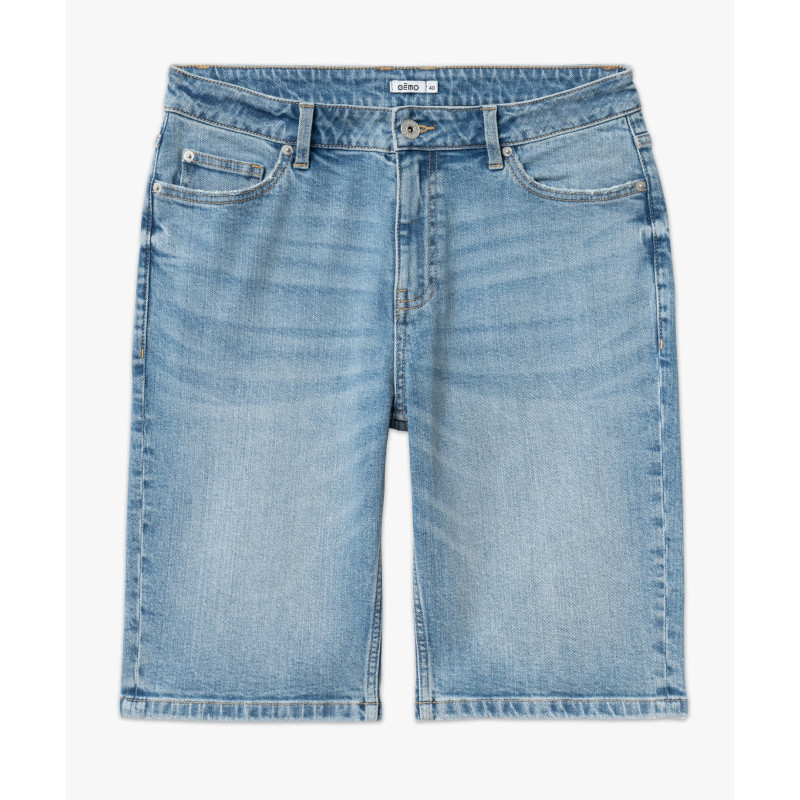 Bermuda en jean stretch et délavé coupe droite homme