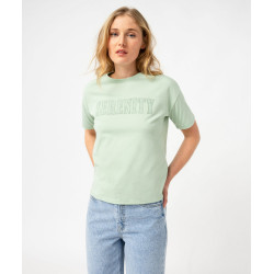 Tee-shirt à manches courte avec message brodé femme