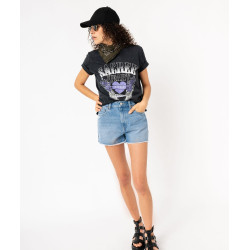 Tee-shirt à manches courtes avec motif grunge femme