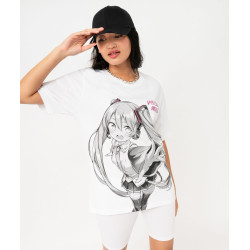 Tee-shirt manches courtes oversize avec motif manga femme - Hatsune Miku