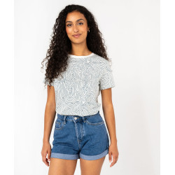 Tee-shirt manches courtes en coton imprimé femme