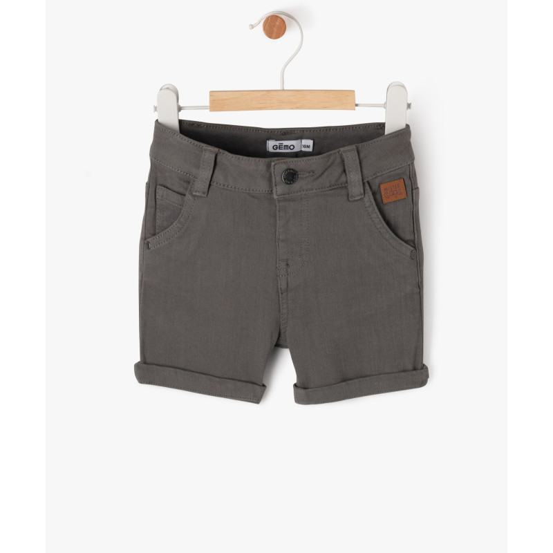 Short slim uni en toile extensible bébé garçon Short slim uni en toile extensible bébé garçon