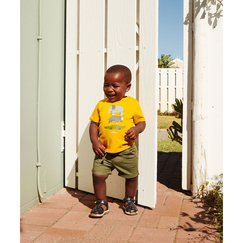 Bermuda en toile à taille élastiquée bébé garçon Bermuda en toile à taille élastiquée bébé garçon