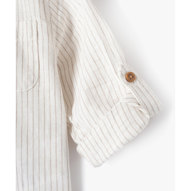 Chemise bébé garçon à manches longues et col mao en lin Chemise bébé garçon à manches longues et col mao en lin