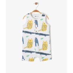 Combishort sans manches en maille bouclette Ã  motifs animaux bÃ©bÃ© garÃ§on
