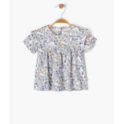 Tee-shirt manches courtes large à fleurs bébé fille - LuluCastagnette