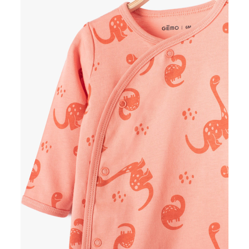 Pyjama dors bien bébé garçon en jersey ouverture devant motif dinosaures