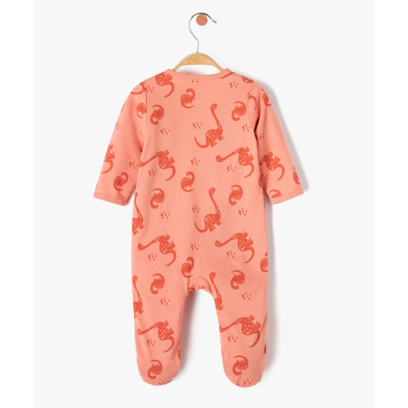 Pyjama dors bien bébé garçon en jersey ouverture devant motif dinosaures