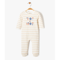 Pyjama bÃ©bÃ© Ã  rayures avec inscription sur le buste