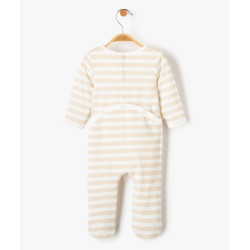 Pyjama bébé à rayures avec inscription sur le buste