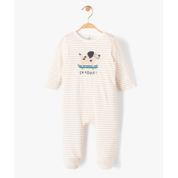 Pyjama bÃ©bÃ© Ã  pont-dos en coton rayÃ© avec motif