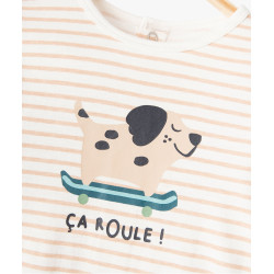 Pyjama bébé à pont-dos en coton rayé avec motif