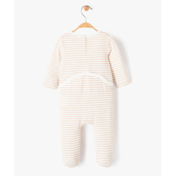 Pyjama bébé à pont-dos en coton rayé avec motif