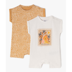 Combishort en coton avec motifs lions bÃ©bÃ© garÃ§on (lot de 2)