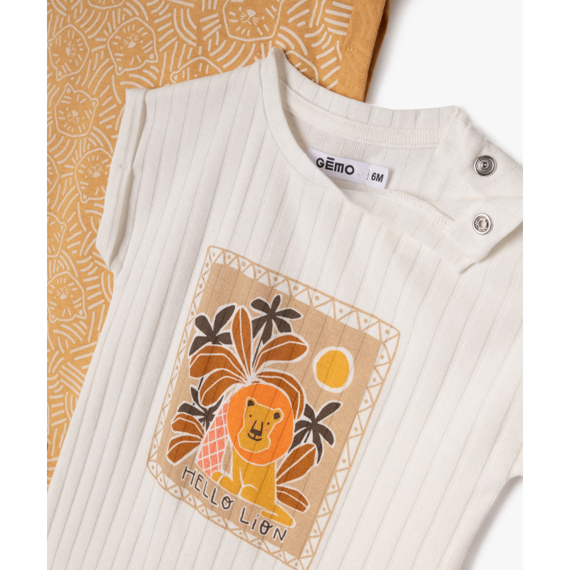 Combishort en coton avec motifs lions bébé garçon (lot de 2) Combishort en coton avec motifs lions bébé garçon (lot de 2)