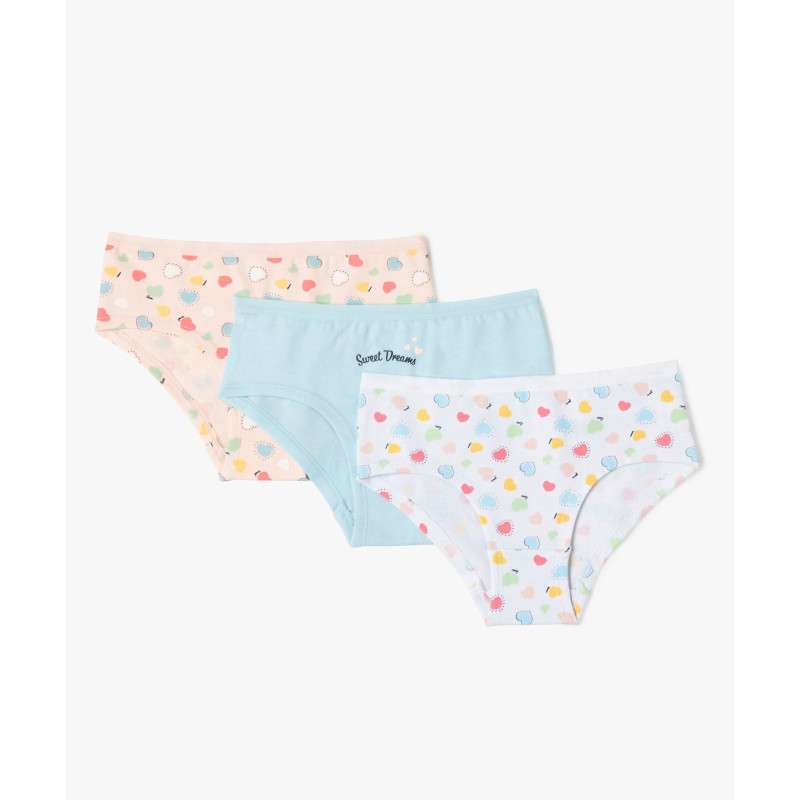 Shorties à motifs coeurs fille (lot de 3)