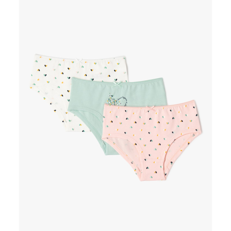 Shorties en coton à motifs cœurs fille (lot de 3)