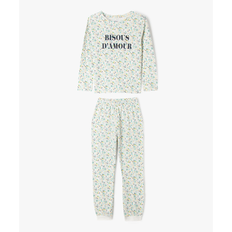 Pyjama en coton 2 pièces imprimées fille