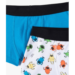 Boxers en coton stretch uni et imprimé garçon (lot de 2)