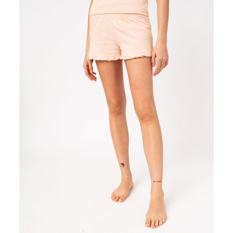 Short de pyjama avec finitions froncées femme Short de pyjama avec finitions froncées femme