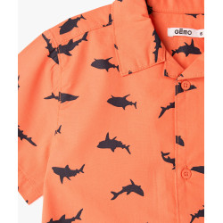 Chemise manches courtes motif requins garçon