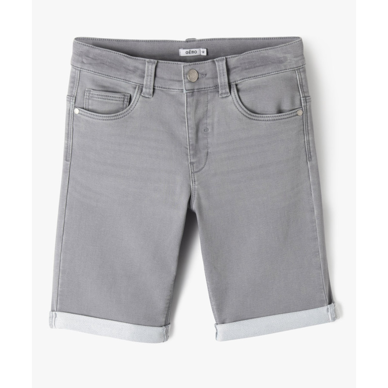 Bermuda en jean ultra stretch à revers garçon