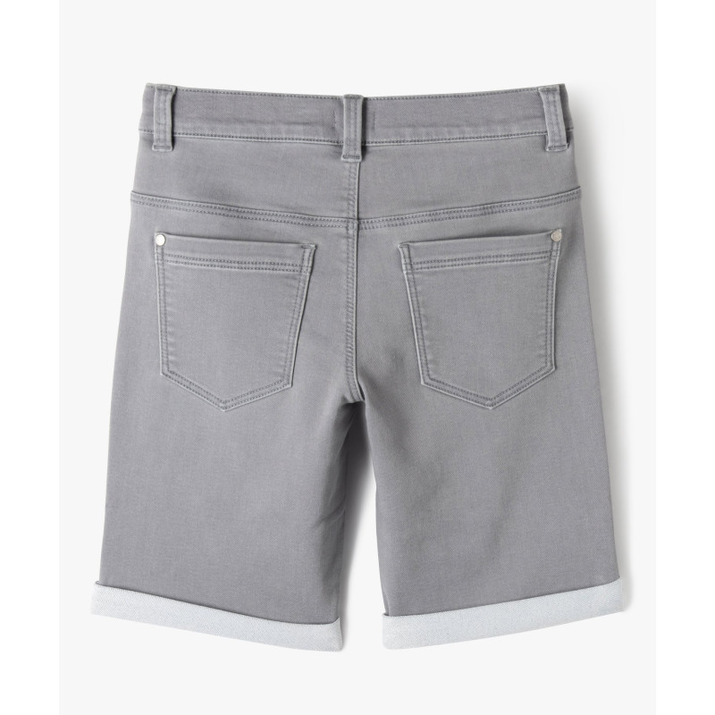 Bermuda en jean ultra stretch à revers garçon