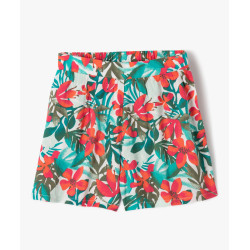 Short large en viscose fleurie fille