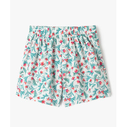 Short large en viscose fleurie fille