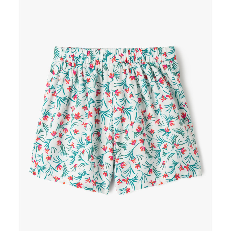 Short large en viscose fleurie fille