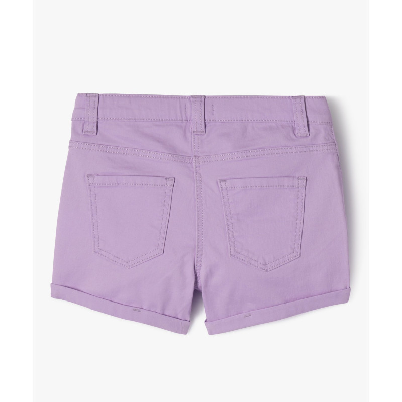 Short en coton stretch avec revers fille