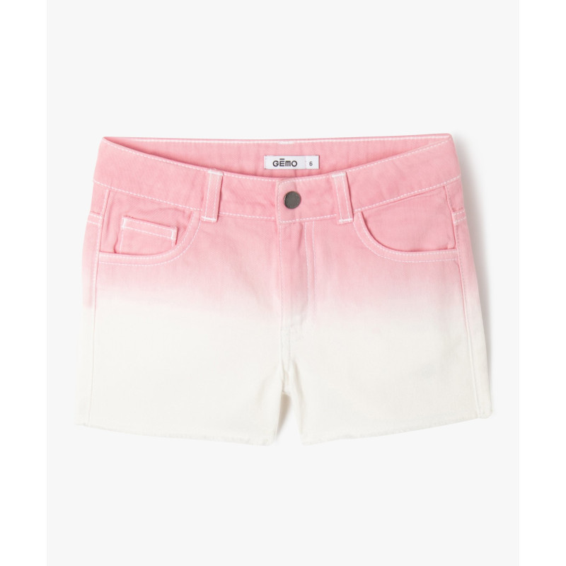 Short en jean teinture spéciale coloris unique dégradé fille