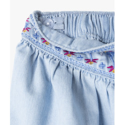 Short en jean large avec broderies fille