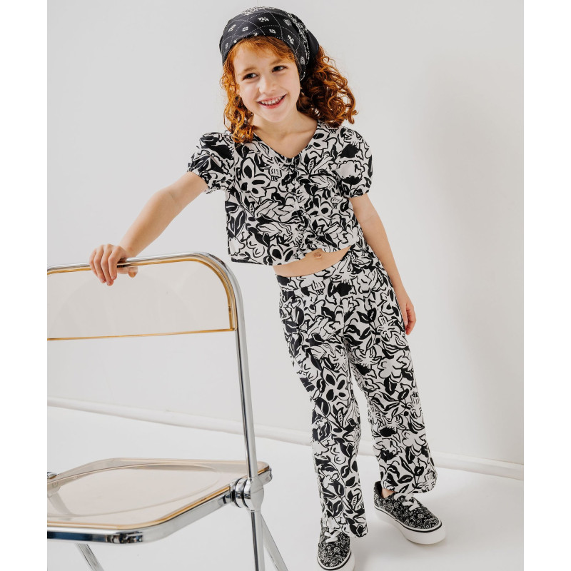 Pantalon imprimé en toile de coton fille Pantalon imprimé en toile de coton fille