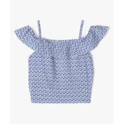 Blouse à bretelles et encolure volantée fille