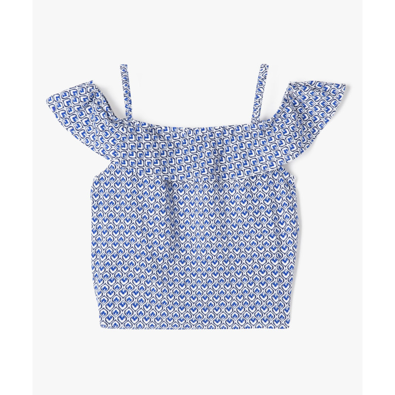 Blouse à bretelles et encolure volantée fille